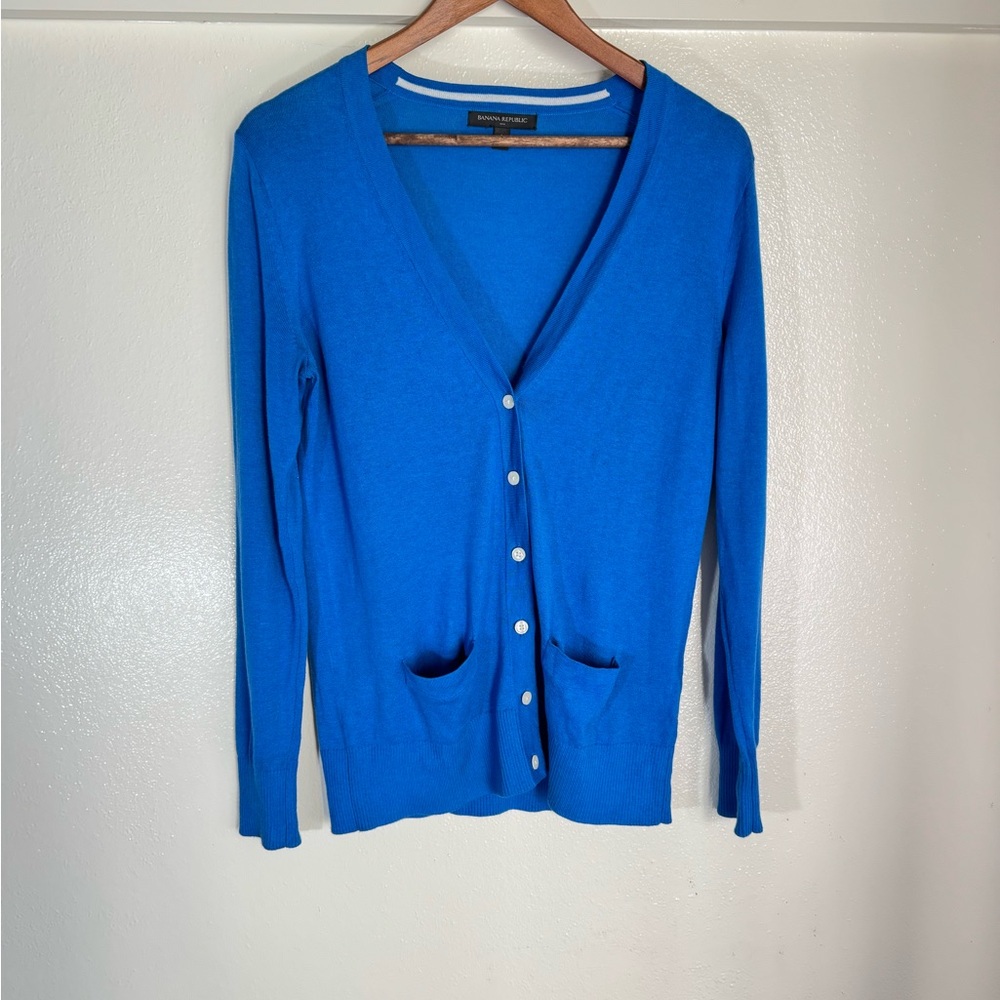 Banana Republic S Blue Knit Lightweight Cardigan Sweater - Picture 2 of 9